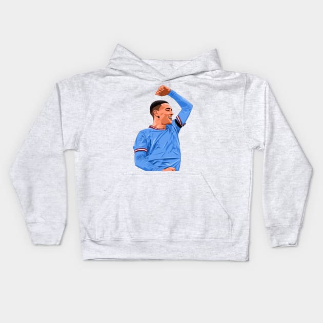 Phil Foden Celebration Goal Kids Hoodie by Ades_194